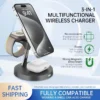 Magnetic Desk Wireless Charger Stand, Fast Charger Travel Dock for IPhone 16 15 14 13 12 Pro Max & Airpods 3 2 1 & Iwatch 7 8 9