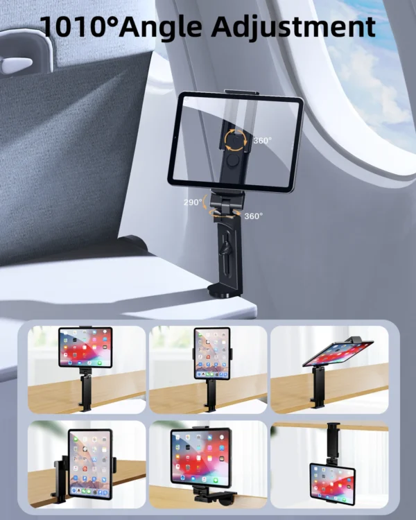 Eary Airplane Travel Essentials Phone Holder Universal Handsfree Phone Mount Stand for Flying Desk with 360°Rotation Pocket Size