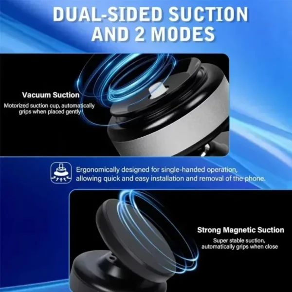 Car Electric Vacuum Suction Cup & Magnetic Wireless Charger Phone Holder 360° Rotation For Magsafe iPhone 16 15 14 13 12 Pro Max