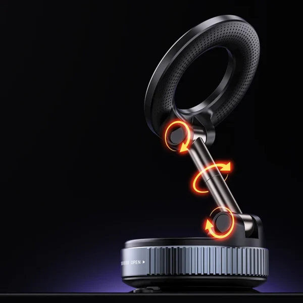 Magnetic Car Phone Holder Mount - 360° Rotation & Foldable Design, Super Strong Vacuum Suction for IPhone/Samsung/Huawei