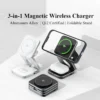 Qi2 Aluminum Alloy 3-in-1 Magnetic Wireless Charger, Foldable Stand for iPhone 16, 15, 14 Pro Max, AirPods, iWatch Fast Charger