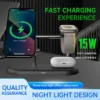 3 in 1 Wireless Charging Station Magnetic Charger for IPhone 16 15 14 13 12 Series,Apple Watch Airpods with Dimmable Night Light