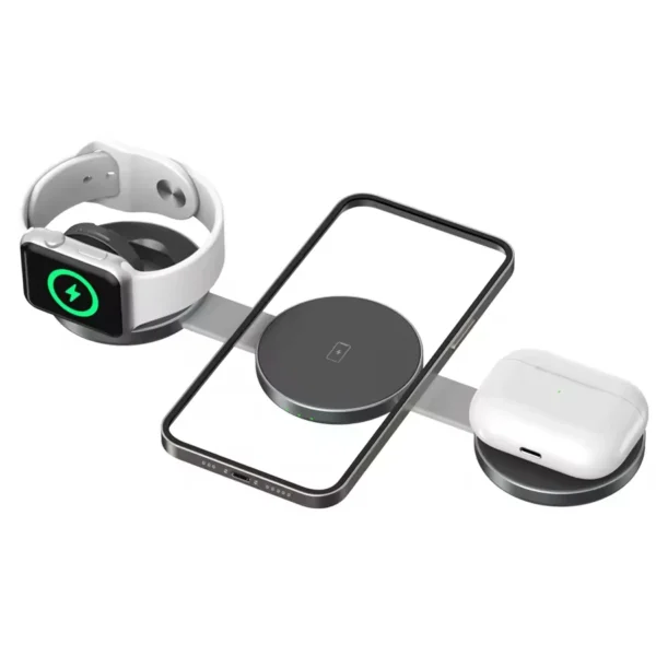 Travel Charger Foldable 3-in-1 Magnetic Wireless Charging for IPhone 16 15 14 13 12 Pro Max,for Apple Watch and AirPods