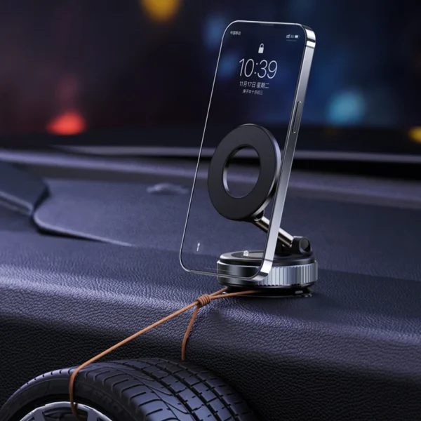 Magnetic Car Phone Holder Mount - 360° Rotation & Foldable Design, Super Strong Vacuum Suction for IPhone/Samsung/Huawei